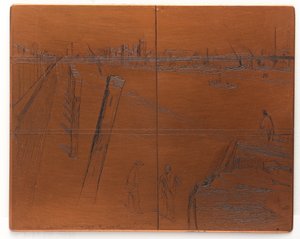 Ætseplade: Millbank, 1861. af James Abbott McNeill Whistler