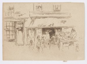 Exeter Street, ca. 1886-88 (radering; blæk på papir) af James Abbott McNeill Whistler