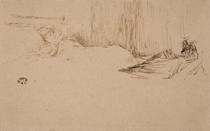 Pige læser i sengen, ca. 1882 af James Abbott McNeill Whistler