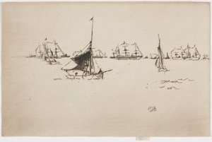 Hendes Majestæts flåde: Aften, 1887. af James Abbott McNeill Whistler