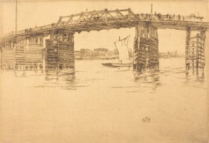 Old Battersea Bridge, 1879. af James Abbott McNeill Whistler