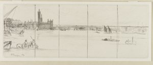 Old Westminster Bridge, 1859. af James Abbott McNeill Whistler
