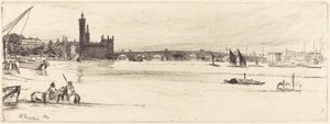 Old Westminster Bridge, 1859. af James Abbott McNeill Whistler