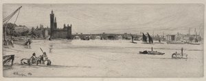 Old Westminster Bridge, 1859. af James Abbott McNeill Whistler