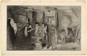 Print, The Forge, fra serien Etchings on the Thames og andre emner, 1861 af James Abbott McNeill Whistler