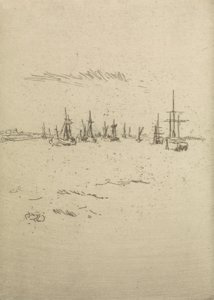 Vend tilbage til Tilbury fra et sæt på tolv raderinger med titlen The Naval Review, 1887 af James Abbott McNeill Whistler