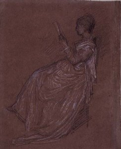Siddende Lady Reading, studie for fru Layland (pastelkridt på papir) af James Abbott McNeill Whistler