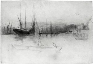 Dampbåde ud for tårnet, 1875 1904. af James Abbott McNeill Whistler