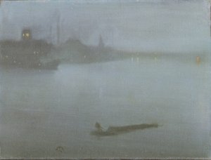Thames - Nocturne in Blue and Silver, c.1872/8 (olie på lærred) af James Abbott McNeill Whistler