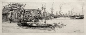 Thames Warehouse, 1871. af James Abbott McNeill Whistler