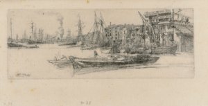 Thames Warehouses, 1859. af James Abbott McNeill Whistler