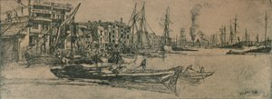 Thames Warehouses, 1859, 1904 af James Abbott McNeill Whistler