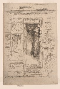 The Bonnet-Shop, ca. 1884-86 (radering; blæk på papir) af James Abbott McNeill Whistler