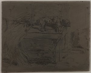 Hunden på kennelen, 1858. af James Abbott McNeill Whistler