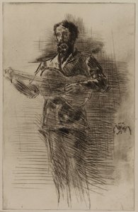 Guitarspilleren M.W. Ridley, 1875. af James Abbott McNeill Whistler