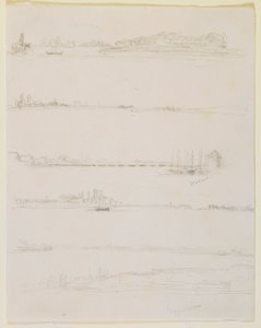 Rhinen, nær Worms og Oppeheim, 1858. af James Abbott McNeill Whistler