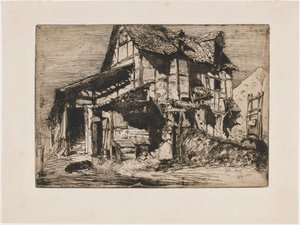 Den usikre bolig. En af de tolv ætsninger fra naturen Det franske sæt, 1858. af James Abbott McNeill Whistler