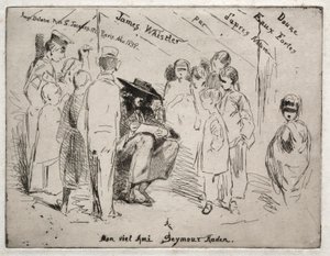 Tolv ætsninger fra naturen: Titelside - Delauney Sketching, 1858. af James Abbott McNeill Whistler