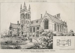 The Whitgift Hospital Middle Class School, Croydon, 1873 af James Akerman