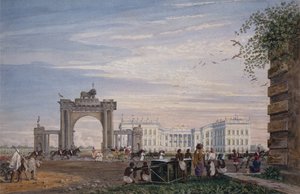 Udsigt til Government House, fra øst, Calcutta, ca. 1820 (akvarel)