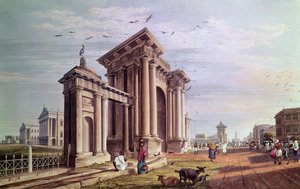 Court House Street, Calcutta, indgraveret af Robert Havell, pub. 1824