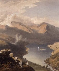 Grasmere fra Langdale Fell, detalje af søen, fra "The English Lake District", 1853 af James Baker Pyne