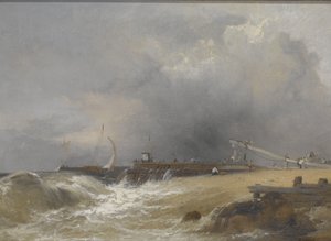 Littlehampton Pier på Sussex Coast, ca. 1842 (olie på lærred) af James Baker Pyne