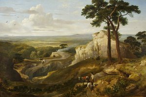 Udsigt fra Mendips, ca. 1840 (olie på lærred) af James Baker Pyne