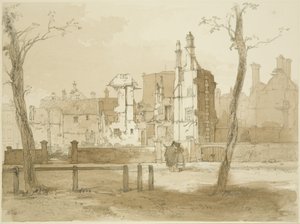 Vestsiden af Queen Square, efter optøjerne (blyant og akvarel på papir) af James Baker Pyne