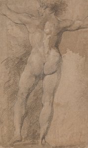 Mand med arme spredt bredt set bagfra af James Barry