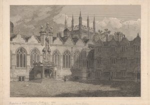 Udsigt over kapellet og hallen på Oriel College af James Basire