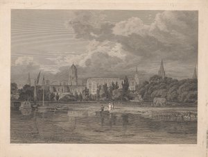 Sydudsigt over Christ Church osv. fra Engene af James Basire