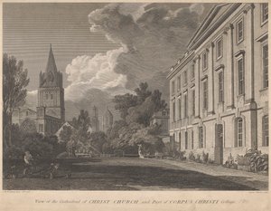 Udsigt over katedralen i Christ Church og en del af Corpus Christi College af James Basire