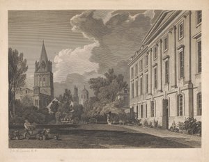 Udsigt over katedralen i Christ Church og en del af Corpus Christi College af James Basire