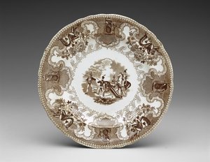 Tallerken, ca. 1837-44 (transfertrykt fajance) af James Beech