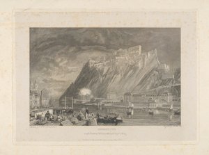 Ehenbreitstein, under nedrivningen af fæstningen i 1817 fra kajen ved Coblentz.