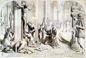 En hændelse i Saint Elizabeth af Ungarns liv - kompositionsstudie, 1850 af James Collinson