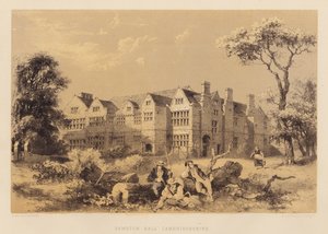 Sawston Hall, Cambridgeshire (akvatint) af James Dafforne