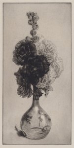 Stokroser i en langhalset vase af James David Smillie