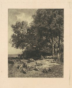 Landskab med får af James David Smillie, after Charles Émile Jacque