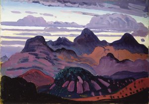 Deep Twilight, Pyrenæerne, ca. 1912-13 (olie på panel) af James Dickson Innes