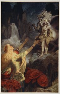 Hundingsbane vender tilbage til Valhal, illustration fra 