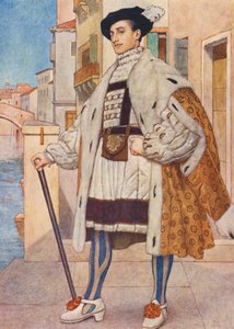 Shakespeares Købmanden i Venedig: Bassanio (farvelitografi)