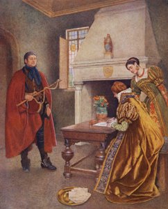 Shakespeares Købmanden i Venedig: Portia, Nerissa og Balthazar (farvelitografi) af James Dromgole Linton