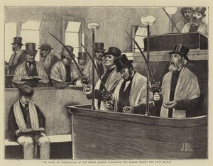 Løvhyttefesten i North London Synagogue, læseren tager palmegrenen af James Dromgole Linton