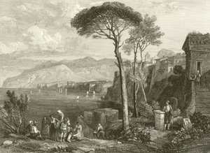 Sletten og bugten ved Sorrento, Italien af James Duffield Harding
