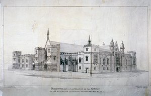 Forslag til ændringer af bygningerne ved siden af Westminster Hall, London, c1825. af James Duffield Harding