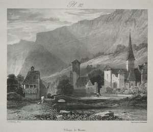 Maleriske og romantiske rejser i det gamle Frankrig. Franche Comté: Abbey of Baume, Baume-les-Messieurs af James Duffield Harding