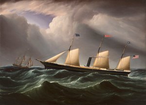 Den tidlige skruedamper Star of the South i høj sø af James E. Buttersworth