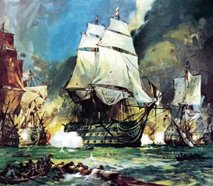 HMS Victory i slaget ved Trafalgar af James Edwin McConnell